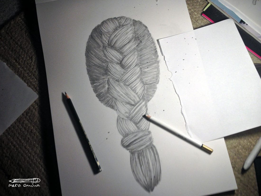 How to draw a braid: More highlights -- Mervi Emilia